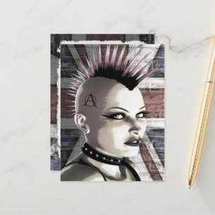 Retro British Punk Girl Briefkaart