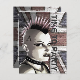 Retro British Punk Mode Small Size-uitnodigingen Kaart