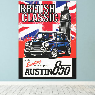 Retro Britse Klassieke Auto Front Pop Art Canvas Afdruk