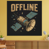 Retro Broken Satellite "OFFLINE" Space Art Canvas Afdruk (Insitu (Woonkamer))