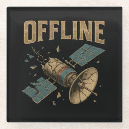 Retro Broken Satellite "OFFLINE" Space Art Glazen Onderzetter