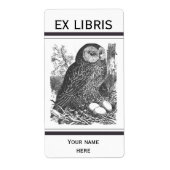 Retro brooding uil tekening bookplate etiket (Voorkant)