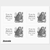 Retro brooding uil tekening bookplate rechthoekige sticker (Vel)