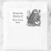 Retro brooding uil tekening bookplate rechthoekige sticker (Tas)