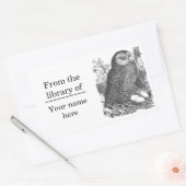 Retro brooding uil tekening bookplate rechthoekige sticker (Envelop)