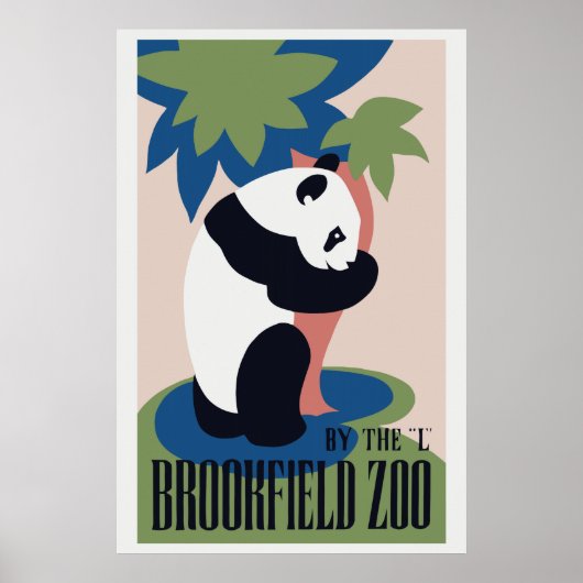 Retro Brookfield Zoo panda Poster (Voorkant)