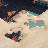 Retro Brooklyn Bridge New York City skyline Legpuzzel (Zijkant)