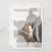 Retro Brown Calligraphy Married Little Christmas Feestdagenkaart (Voorkant)
