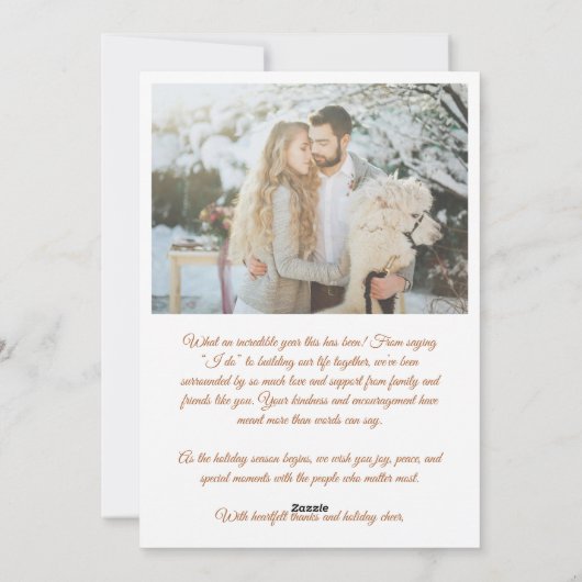 Retro Brown Calligraphy Married Little Christmas Feestdagenkaart (Achterkant)