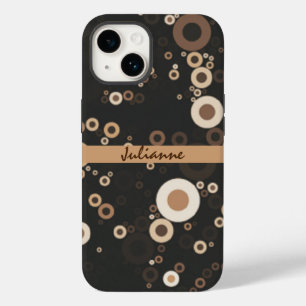 Retro Brown en Beige Circle Patroon Case-Mate iPhone 14 Hoesje