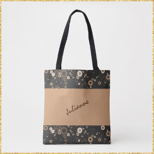 Retro Brown en Beige Circle Patroon Draagtas