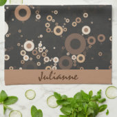 Retro Brown en Beige Circle Patroon Theedoek (Gevouwen)