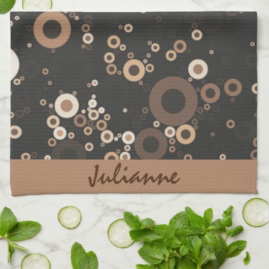 Retro Brown en Beige Circle Patroon Theedoek (Gevouwen)