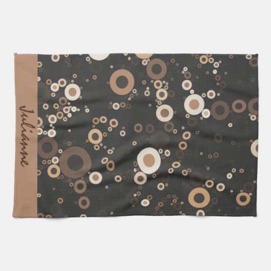 Retro Brown en Beige Circle Patroon Theedoek (Horizontaal)