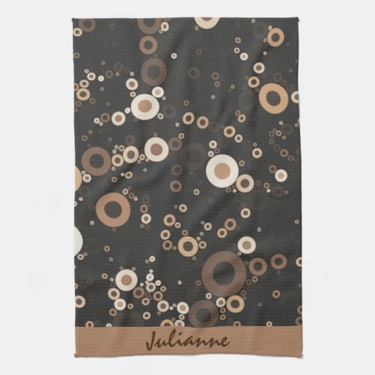 Retro Brown en Beige Circle Patroon Theedoek (Verticaal)