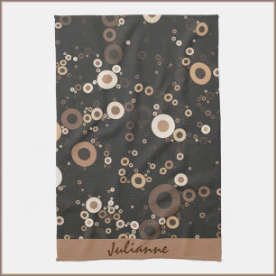 Retro Brown en Beige Circle Patroon Theedoek