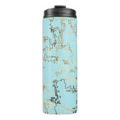 Retro Brown en Blue Cool Pattern Thermosbeker (Voorkant)
