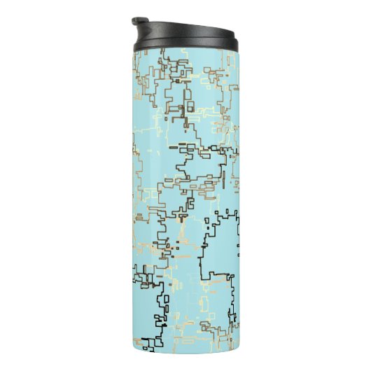 Retro Brown en Blue Cool Pattern Thermosbeker (Geroteerd rechts)