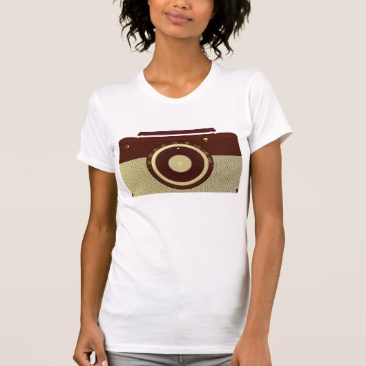 Retro Brown en Goud Antiek Radio T-shirt (Voorkant)