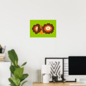 Retro Brown Flowers Poster (Thuiskantoor)