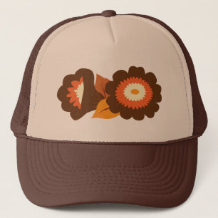 Retro Brown Flowers Trucker Pet
