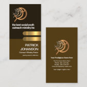 Retro Brown Layer Gold Tab Religieuze vis Minister Visitekaartje (Voorkant / Achterkant)
