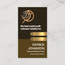 Retro Brown Layer Gold Tab Religieuze vis Minister Visitekaartje