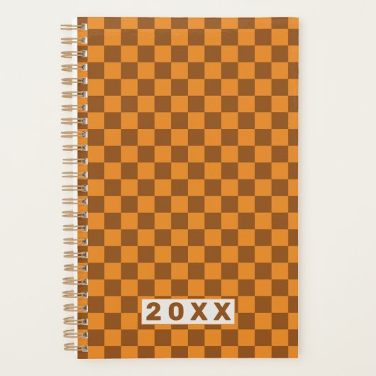 Retro Brown Orange Checkerboard 2026 Planner (Voorkant)