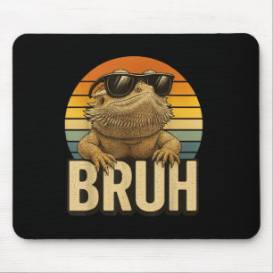 Retro Bruh Bearded Dragon Funny Lizard Vintage Muismat