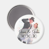 Retro bruid & bruidegom bruiloft magneet (Voorkant / Achterkant)