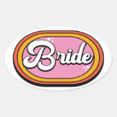 Retro Bruid - Retro 70s Bruid Typografie Ovale Sticker (Voorkant)