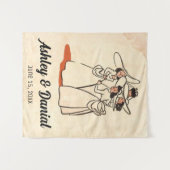 Retro Bruidsmeisjes 50s Oude Bruiloft Wandkleed (Voorkant (horizontaal))