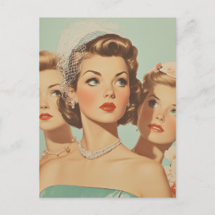Retro bruidsmeisjes in stijl briefkaart