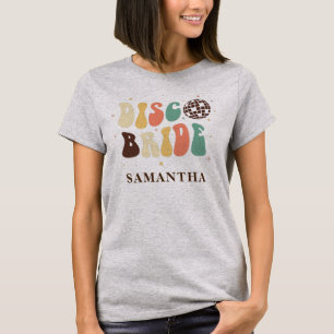 Retro Bruidsmeisjes Uitstap Aangepaste Disco Bruid T-shirt
