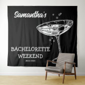 Retro Bruidsmeisjesfeest Achtergrond Modern Cockta Wandkleed (In Situ (horizontaal))