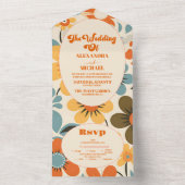  Retro bruiloft All In One Uitnodiging (Binnen)