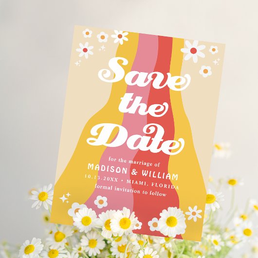 Retro bruiloft Bewaar de datum Briefkaart