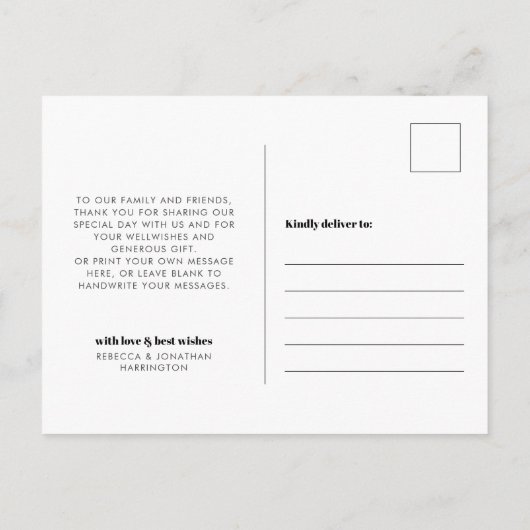 Retro bruiloft Dank u Foto Briefkaart (Achterkant)