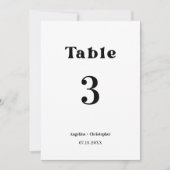 Retro Bruiloft Minimalistisch Script Tafelnummer (Voorkant)