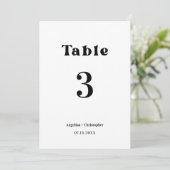 Retro Bruiloft Minimalistisch Script Tafelnummer (Staand voorkant)