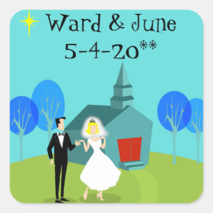 Retro bruiloft paar Stickers