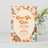 Retro bruiloft Save The Date (Staand voorkant)