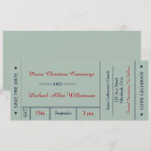 Retro bruiloft ticket Save The Date aankondiging (Voorkant / Achterkant)