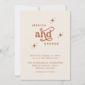 Retro bruiloft uitnodigen, Terracotta Boho Kaart (Voorkant)