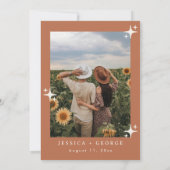 Retro bruiloft uitnodigen, Terracotta Boho Kaart (Achterkant)