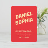 Retro bruiloft uitnodiging kaart Rood (Staand voorkant)