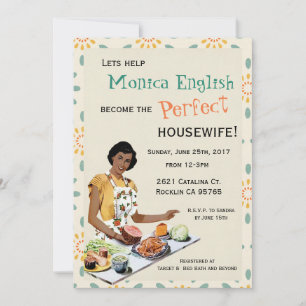 Retro bruiloftsinvitaties voor de jaren 50 Huisvro Kaart