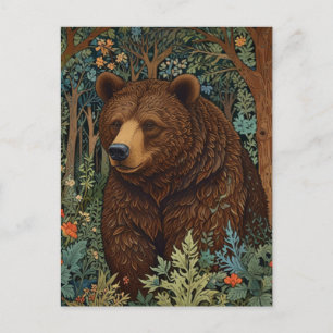 Retro bruin beer artwork boho bos briefkaart