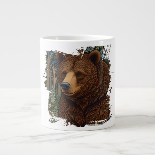 Retro bruin beer artwork boho bos extra grote beker (Voorkant)