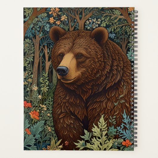 Retro bruin beer artwork boho bos planner (Achterkant)